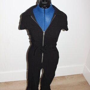NO BOUNDRIES BLACK JUMPSUIT WITH FRONT HALF ZIPPER